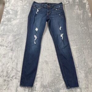 Hollister Women's Jeans 9L W29 L32 Low Rise Skinny Raw Hem Dark Wash Jeans